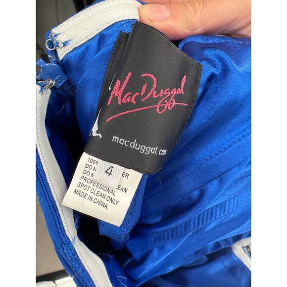 MAC DUGGAL Dress Size 4 Evening Gown Sequin Rhinestone Mini Strapless Blue - Picture 2 of 6